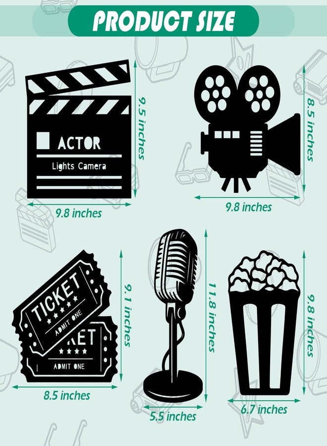 Yookeer خمس قطع ديكور لغرفة الوسائط المتعددة: بكرة فيلم خشبية، ديكور مسرح منزلي، لوحة جدارية سينمائية، بكرة فيلم، حركة مسرحية، لافتة تذاكر فشار، ديكورات حفلات ذات طابع ليلة سينمائية للمنزل، غرفة النوم، المكتب، الاستوديو - Image 3